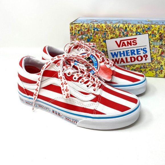 💖MEGA SALE💖VANS & Where's Waldo Old Skool Canvas Red White Men's VN0A3WKT3UV - Picture 4 of 10